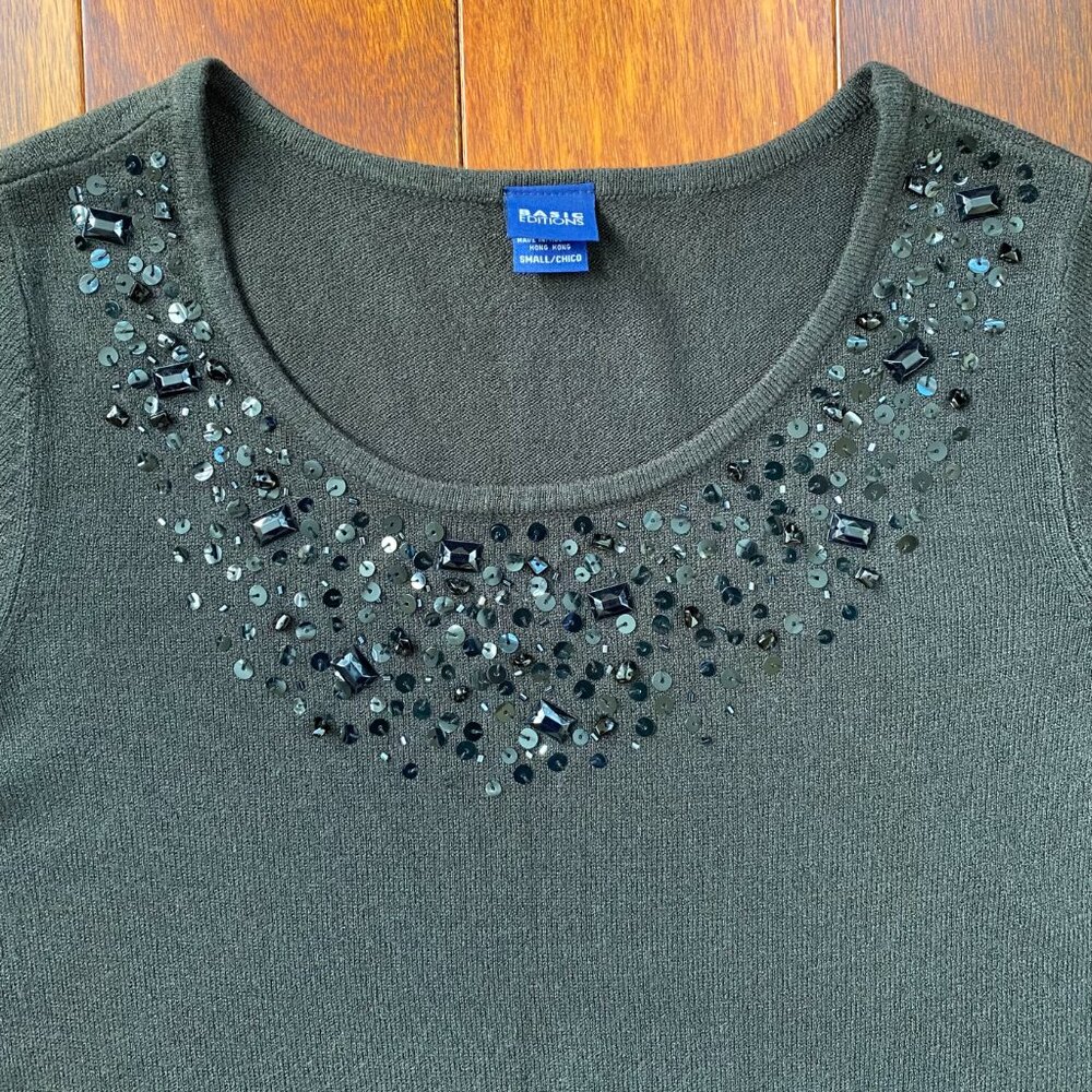 Basic Editions Sweater Pullover Embellished Sequi… - image 3